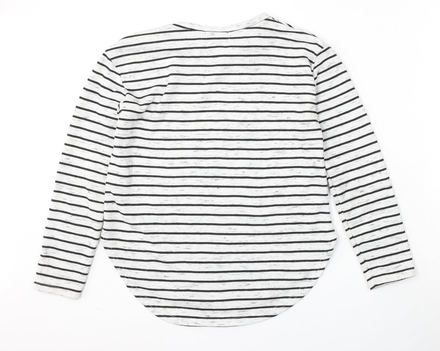 Atmosphere Womens White Round Neck Striped Polyester Pullover Jumper Size 10