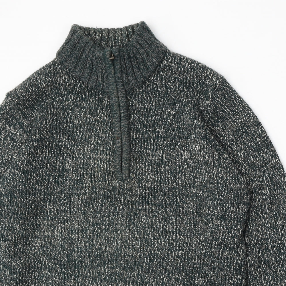 P.G Field  Mens Green Mock Neck  Acrylic Pullover Jumper Size M