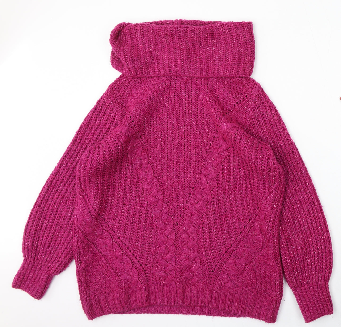 George Womens Pink Roll Neck  Acrylic Pullover Jumper Size 16