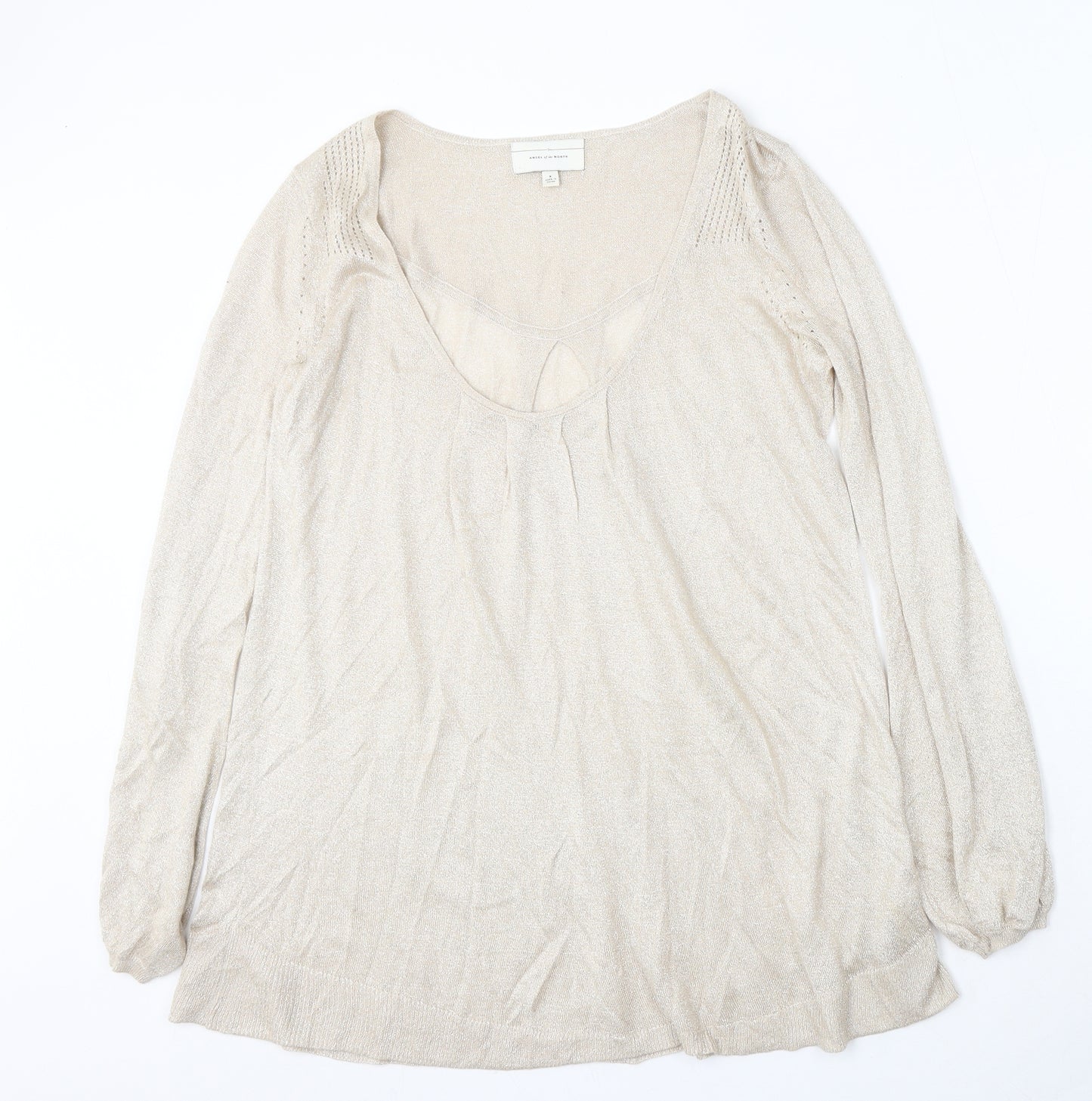 Angel of the north Womens Gold Round Neck  Viscose Pullover Jumper Size S