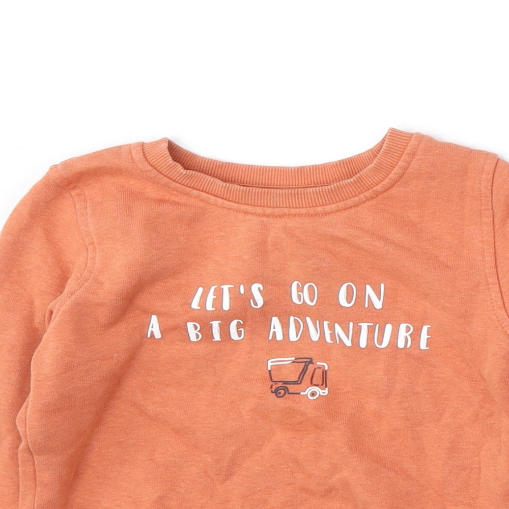 George Boys Orange  Cotton Pullover Jumper Size 18-24 Months