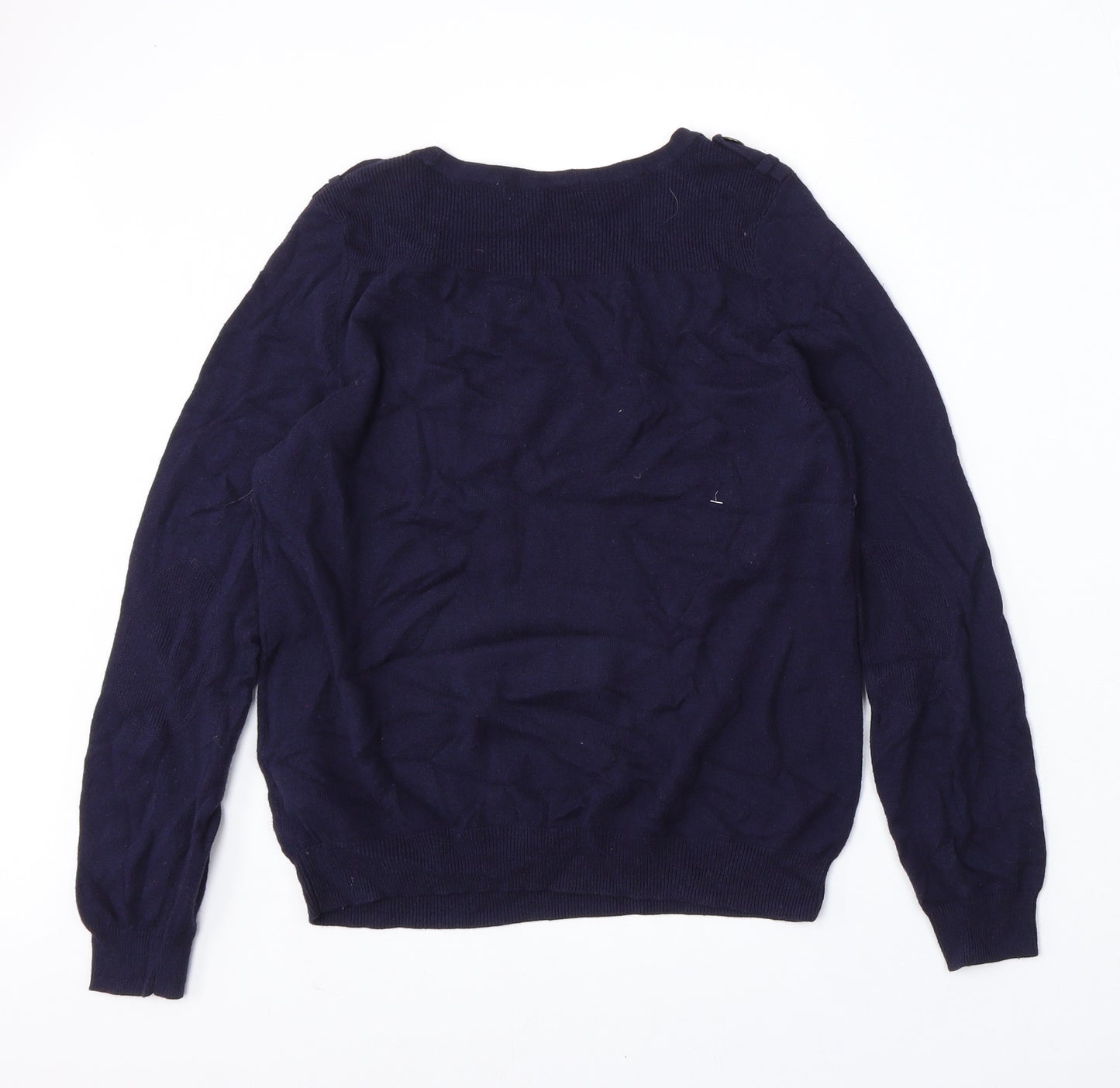 Marks and Spencer Womens Blue Round Neck  Viscose Pullover Jumper Size 14