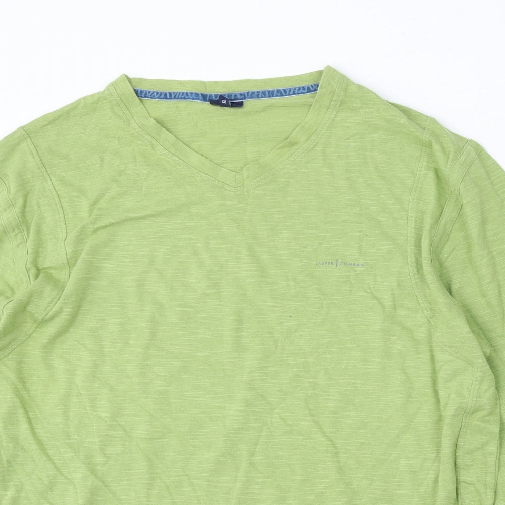 Debenhams Womens Green  Cotton Basic T-Shirt Size XL V-Neck