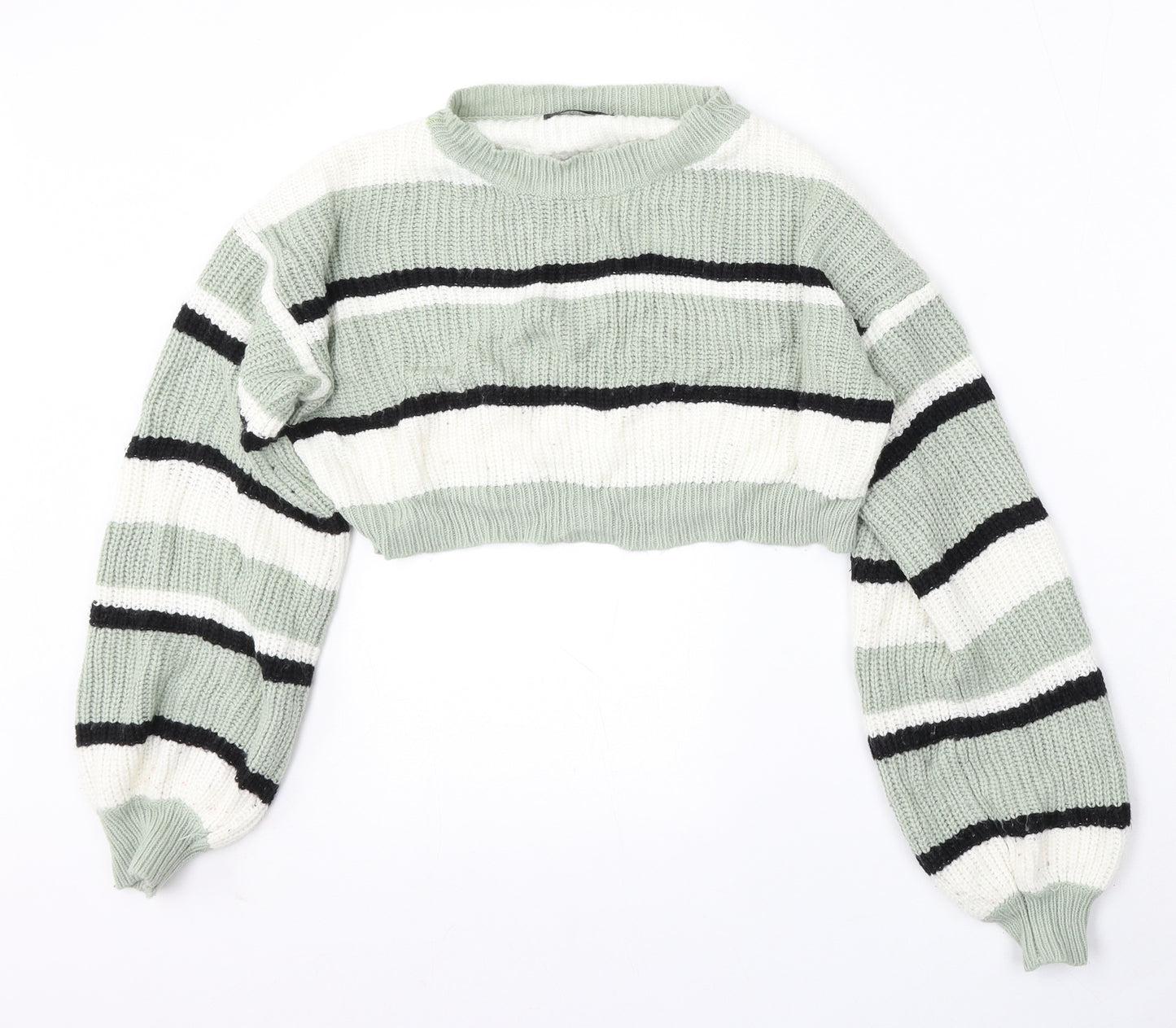 SheIn Womens Multicoloured Round Neck Striped Acrylic Pullover Jumper Size S