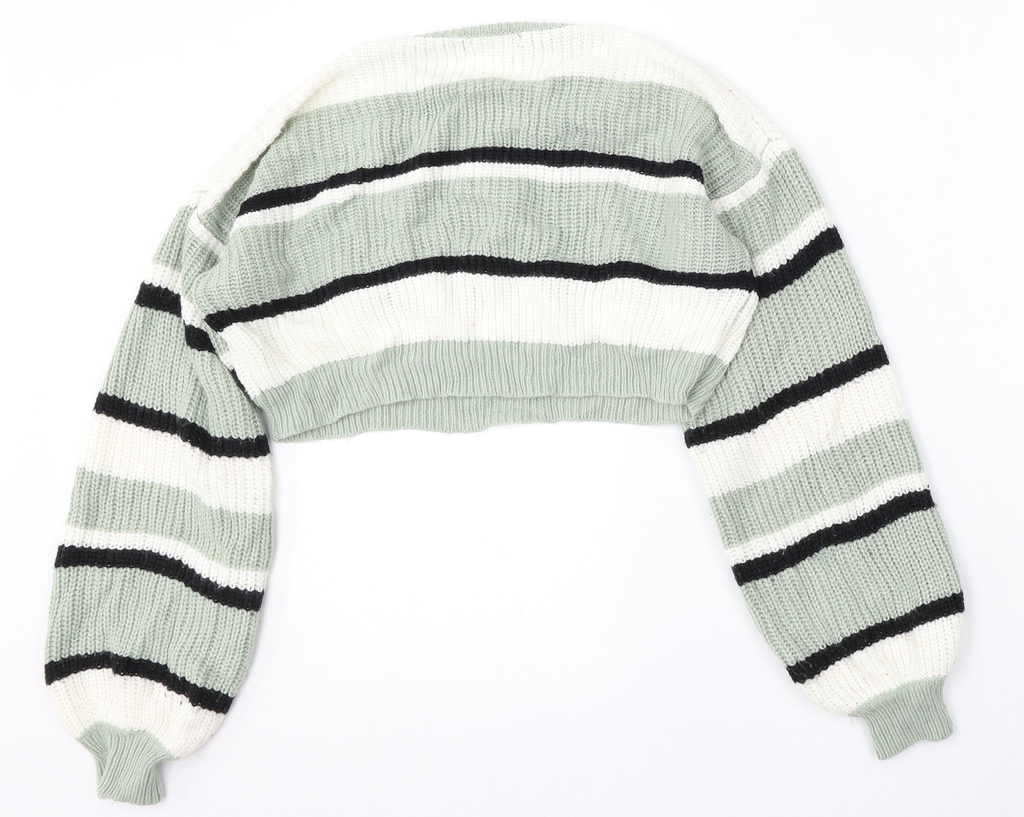 SheIn Womens Multicoloured Round Neck Striped Acrylic Pullover Jumper Size S