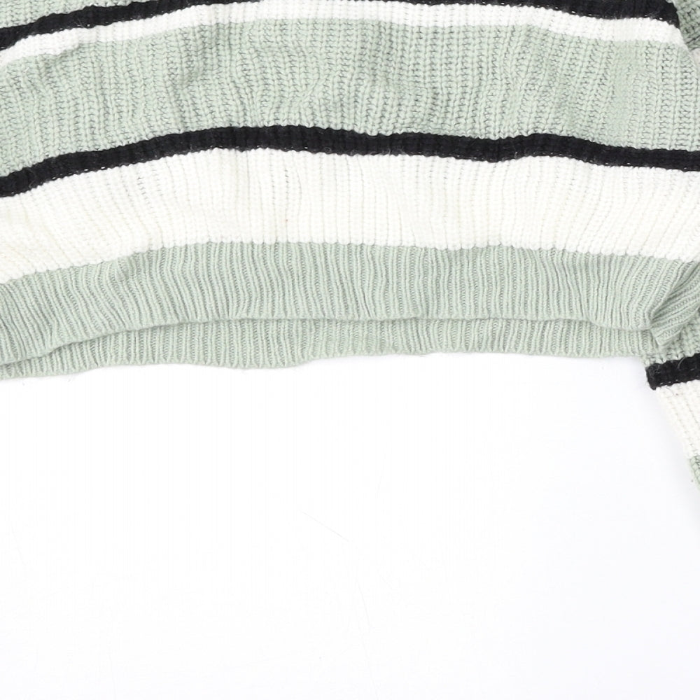 SheIn Womens Multicoloured Round Neck Striped Acrylic Pullover Jumper Size S