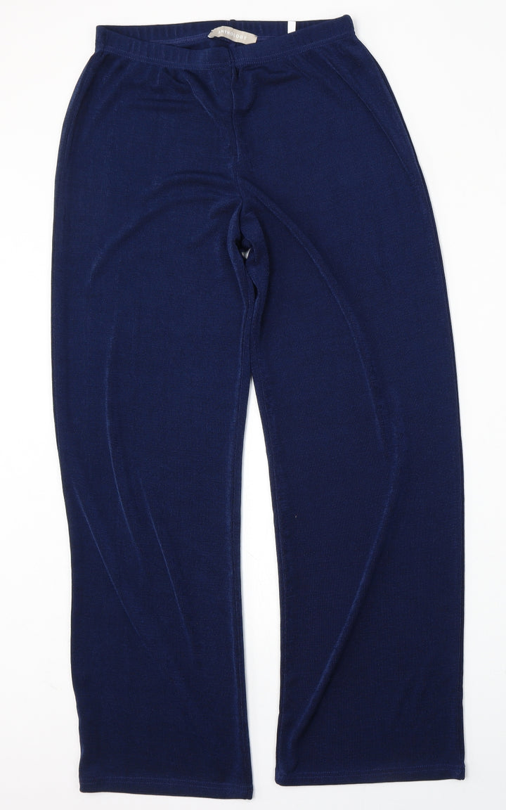 Anthology Womens Blue Polyester Trousers Size 12 L28 in Regular