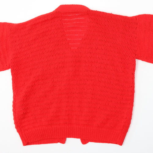 Preworn Womens Red V-Neck  Polyester Cardigan Jumper Size L