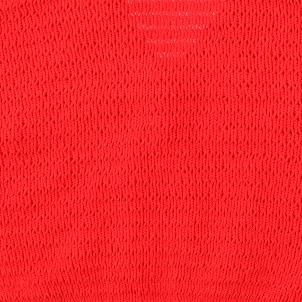 Preworn Womens Red V-Neck  Polyester Cardigan Jumper Size L