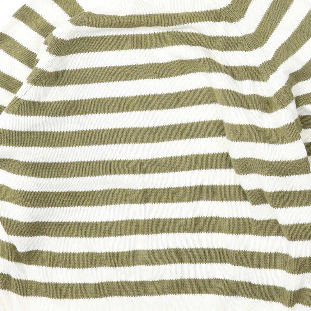 St Michael Womens Multicoloured Round Neck Striped Cotton Pullover Jumper Size 12
