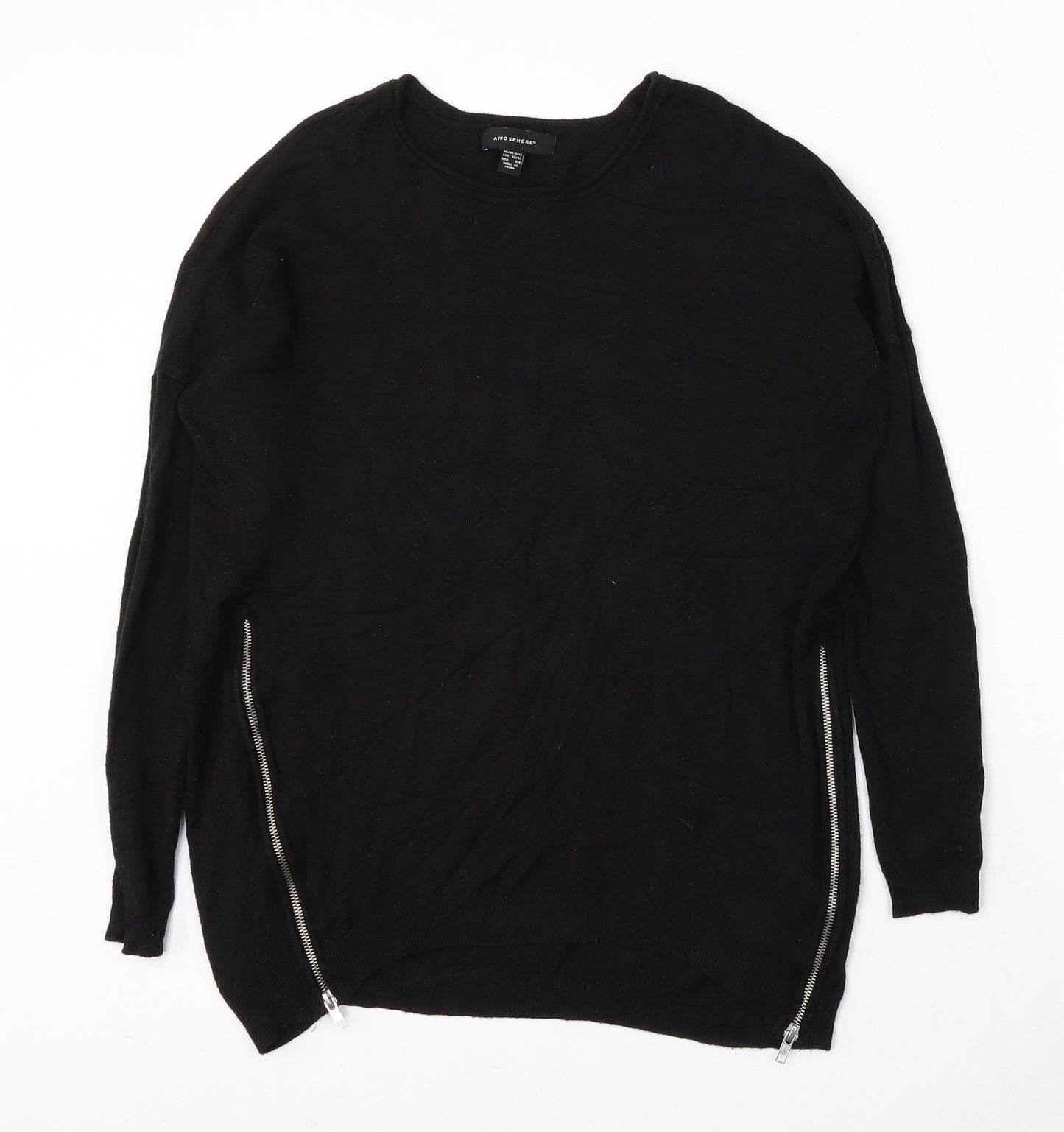 Atmosphere Womens Black Round Neck  Viscose Pullover Jumper Size M