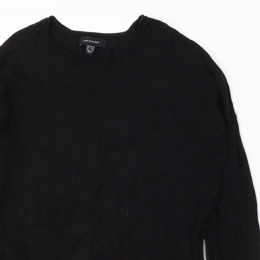 Atmosphere Womens Black Round Neck  Viscose Pullover Jumper Size M