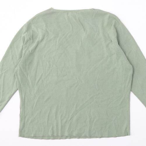 Bonmarché Womens Green V-Neck  Viscose Pullover Jumper Size M