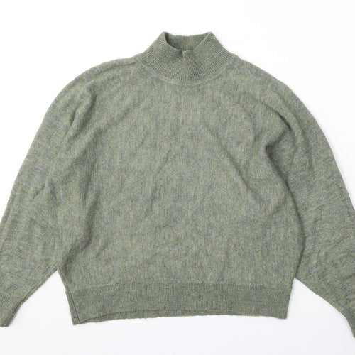 H&M  Womens Green Mock Neck  Acrylic Pullover Jumper Size M