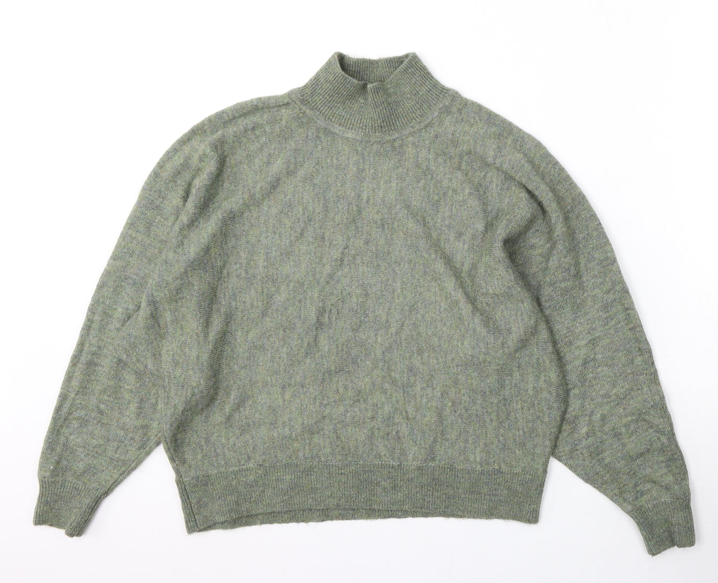 H&M  Womens Green Mock Neck  Acrylic Pullover Jumper Size M