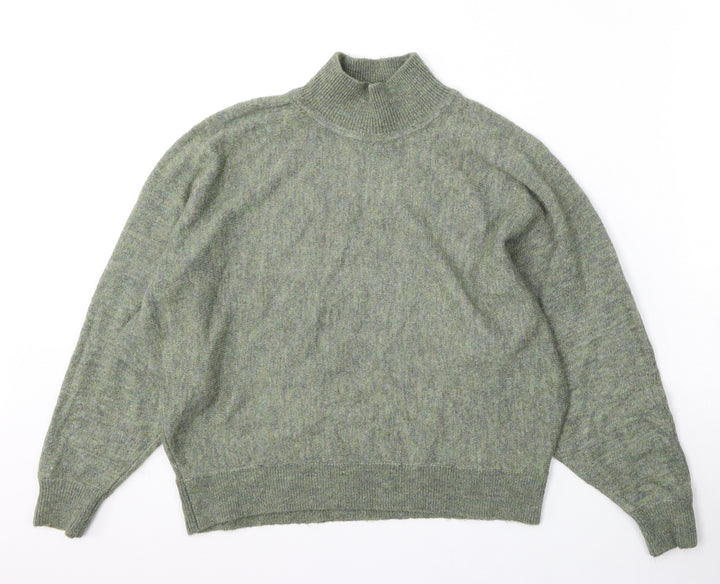 H&M  Womens Green Mock Neck  Acrylic Pullover Jumper Size M