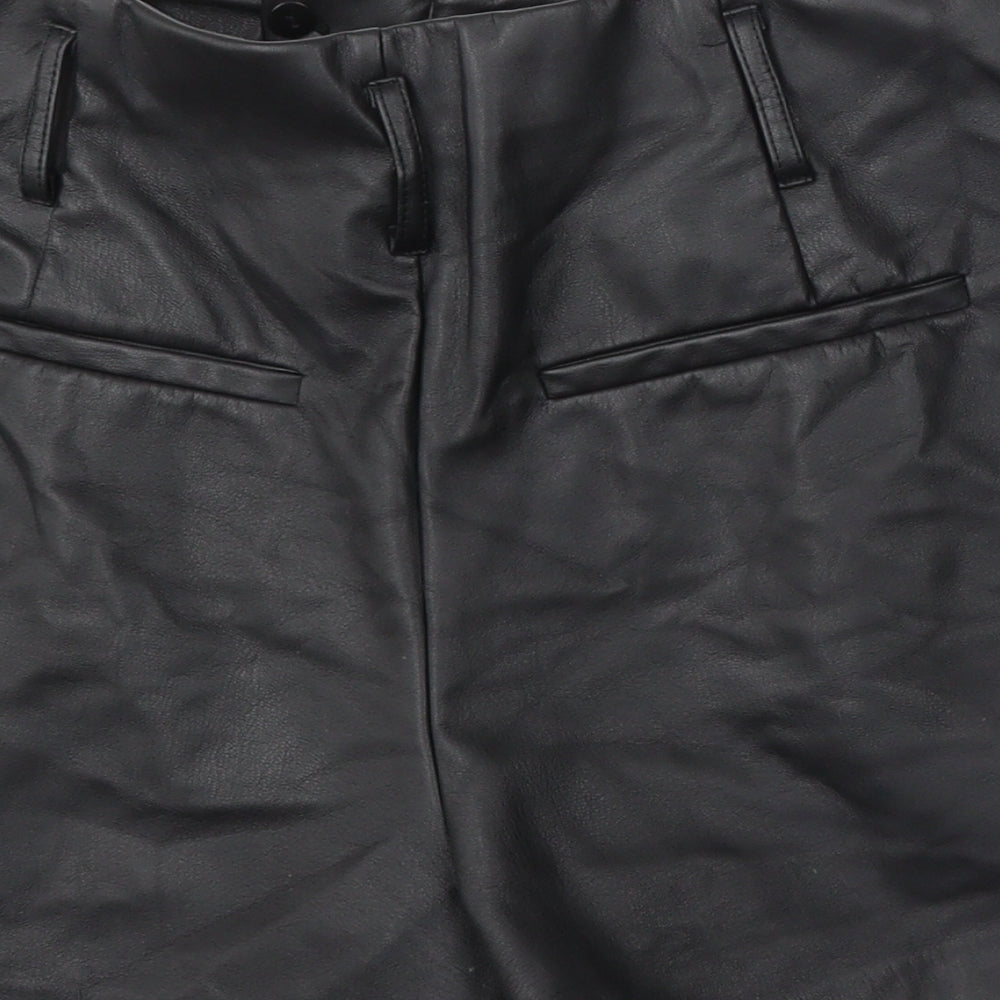 Zara Womens Black  Polyurethane Bermuda Shorts Size S L3 in Regular