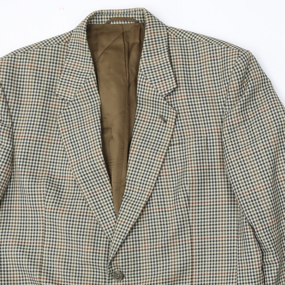 Skopes Mens Beige Check Polyester Jacket Suit Size 44