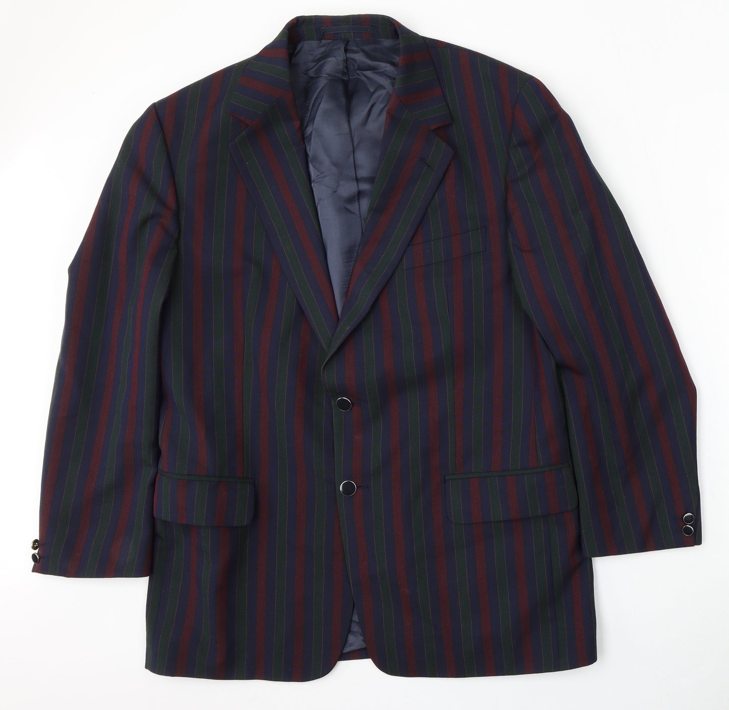 Brook Taverner Mens Multicoloured Striped Polyester Jacket Suit Size 42