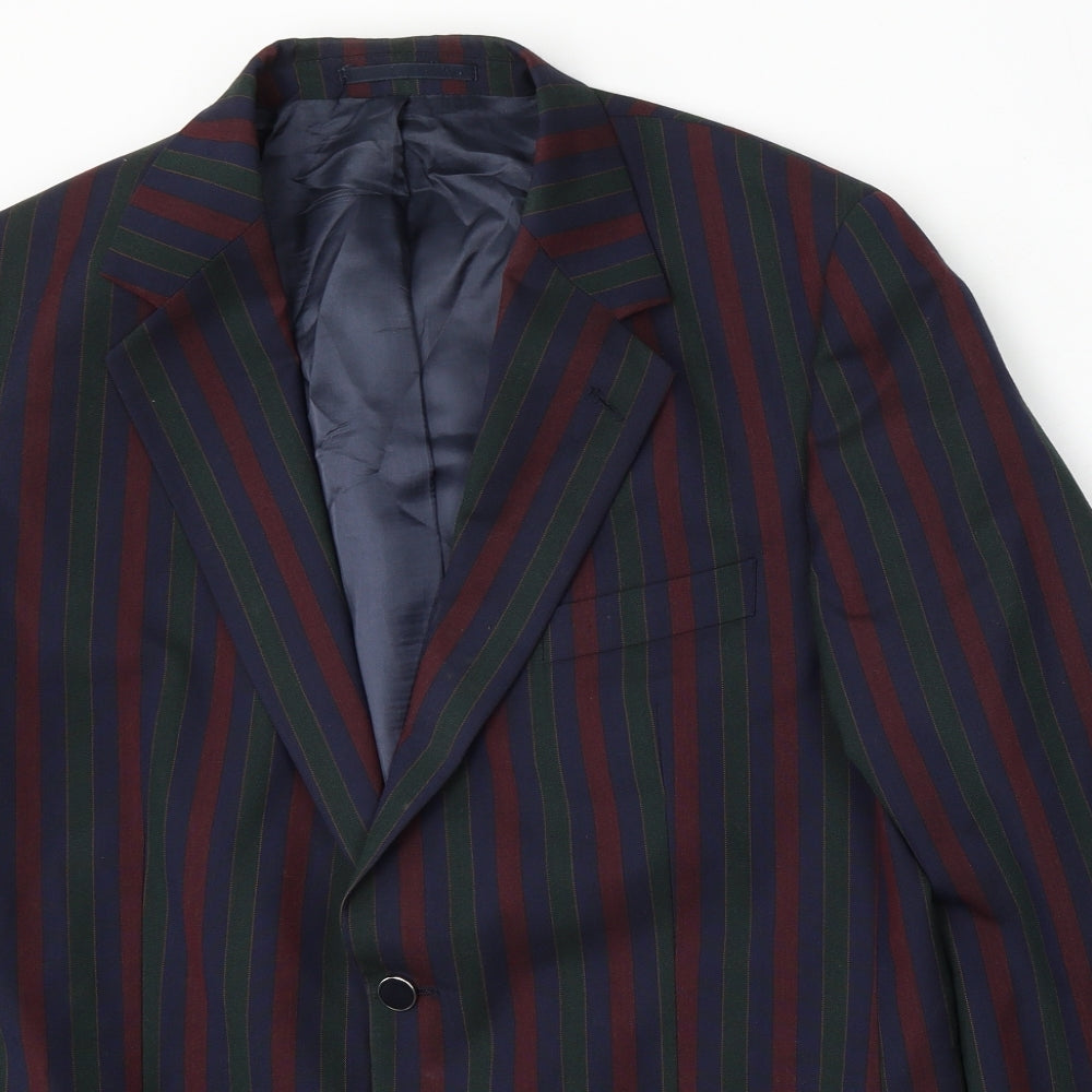 Brook Taverner Mens Multicoloured Striped Polyester Jacket Suit Size 42
