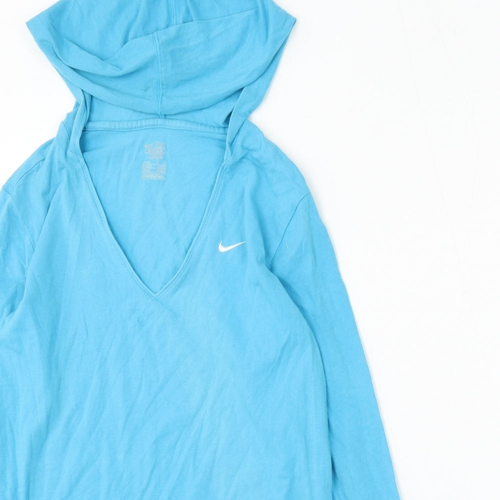 Nike Womens Blue  Cotton Pullover Hoodie Size M