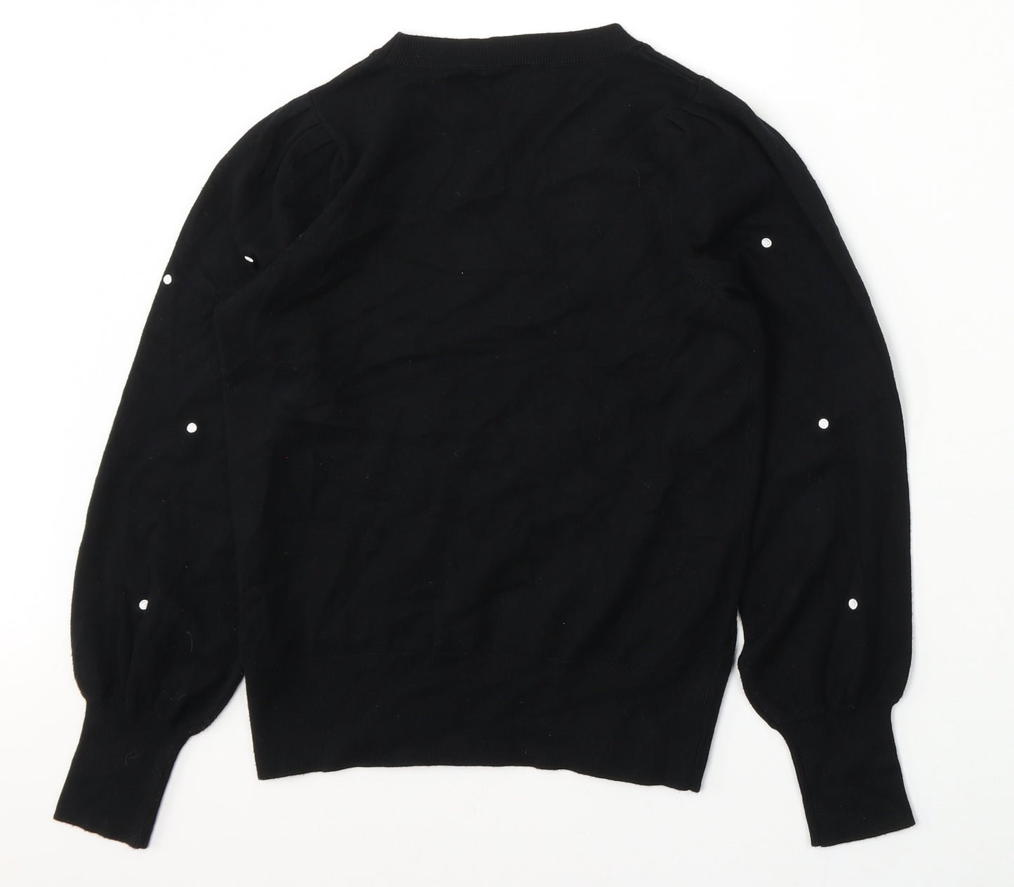 F&F Womens Black Round Neck  Viscose Pullover Jumper Size 8