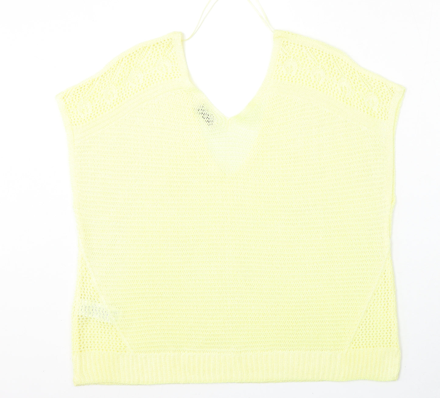 Marks and Spencer Womens Yellow V-Neck  Acrylic Pullover Jumper Size 20
