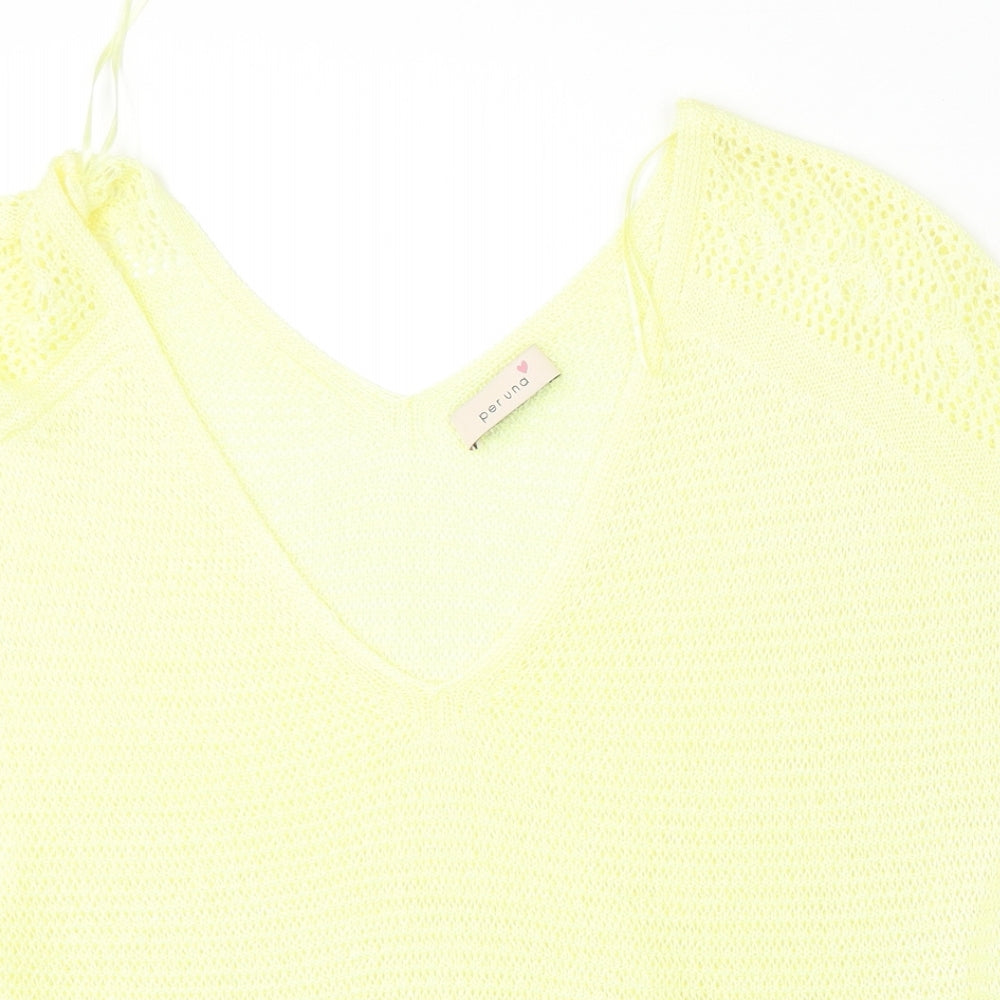 Marks and Spencer Womens Yellow V-Neck  Acrylic Pullover Jumper Size 20