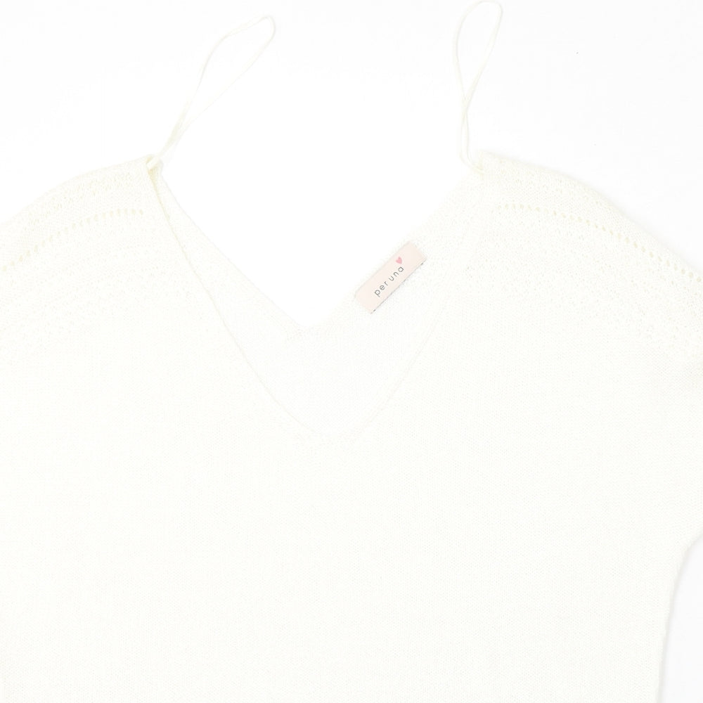 Marks and Spencer Womens Ivory V-Neck  Acrylic Pullover Jumper Size 16