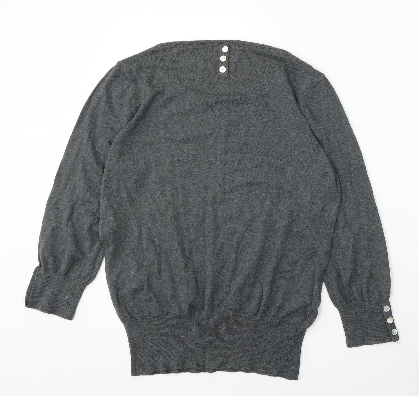 NEXT Womens Grey Round Neck  Cotton Pullover Jumper Size 14