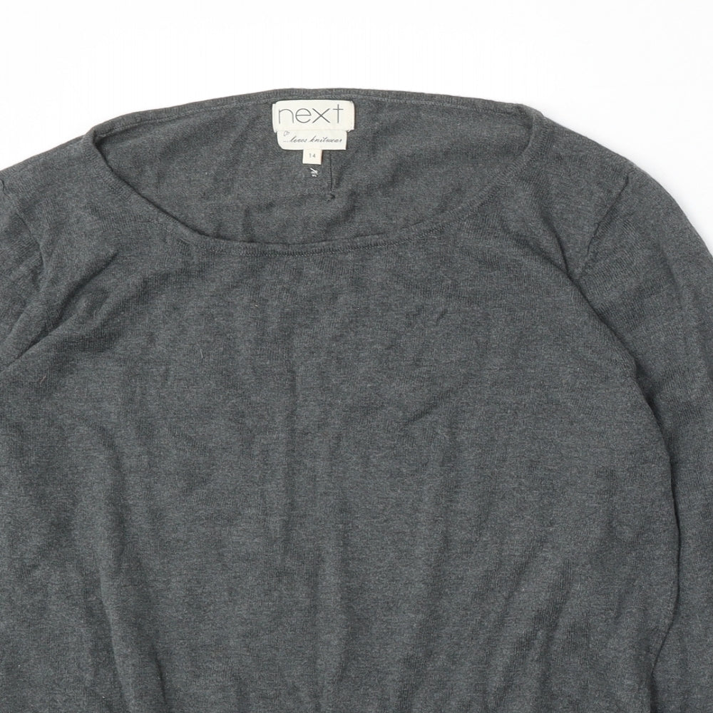 NEXT Womens Grey Round Neck  Cotton Pullover Jumper Size 14