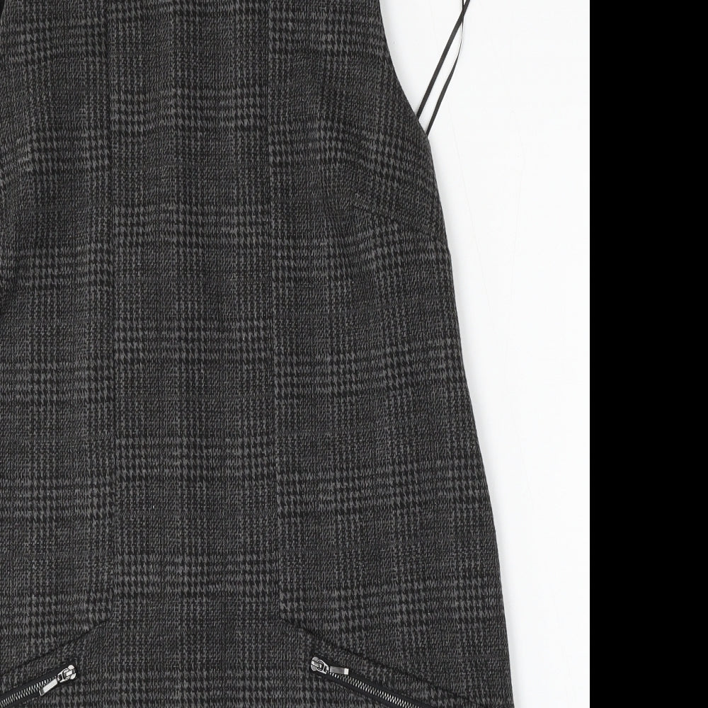 New Look Womens Grey Check Polyester Bodycon  Size 16  Round Neck