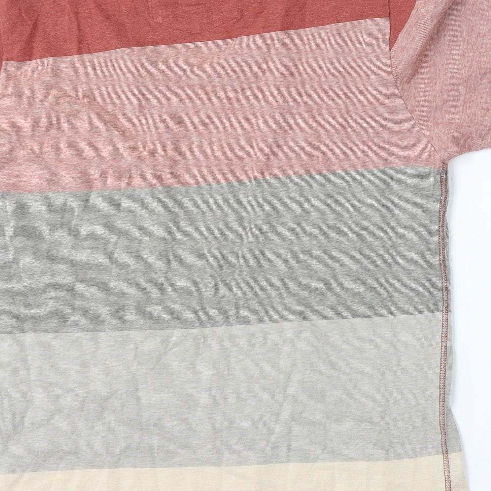 Matalan Mens Multicoloured Striped Polyester  T-Shirt Size M Round Neck