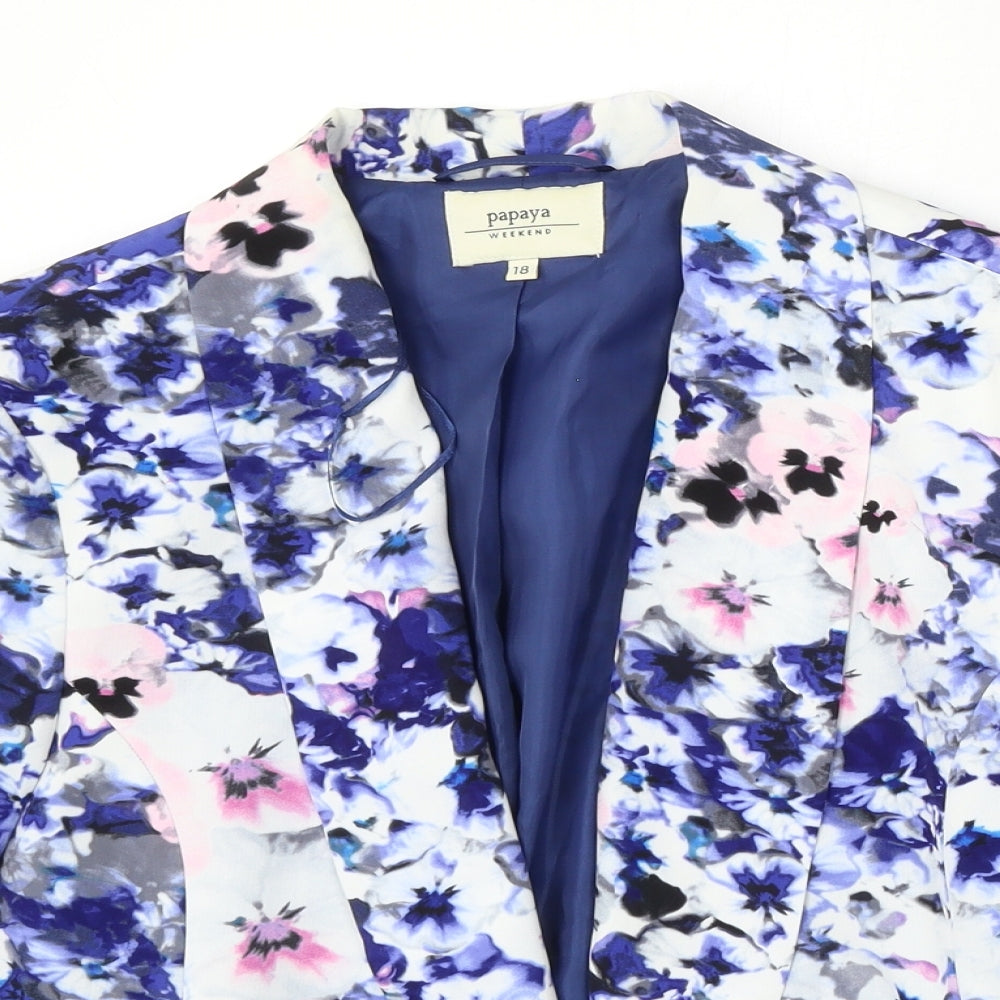 Papaya Womens Multicoloured Floral Polyester Jacket Blazer Size 18