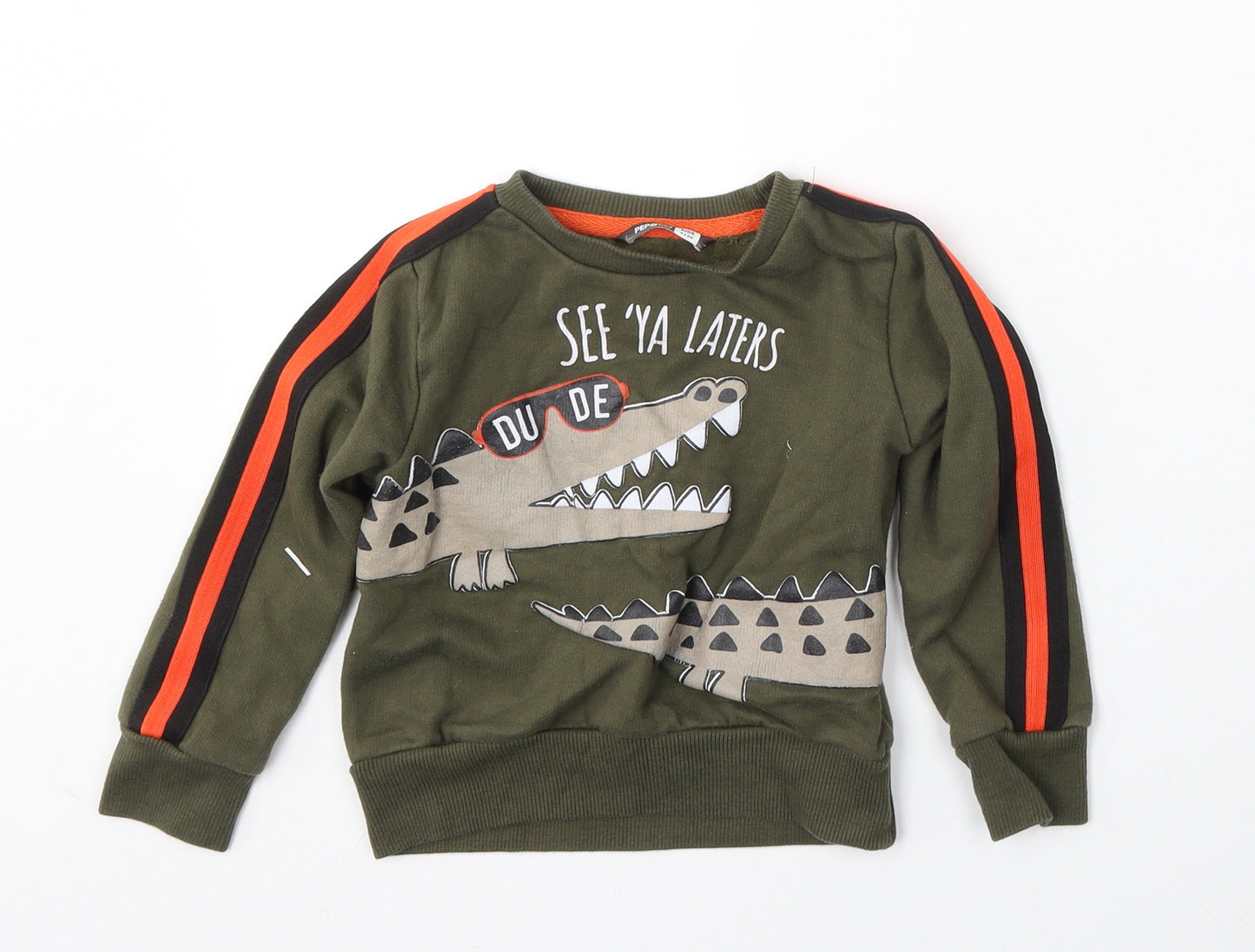 Pep&Co Boys Green  Cotton Pullover Sweatshirt Size 2-3 Years