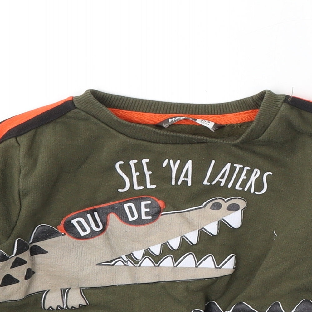 Pep&Co Boys Green  Cotton Pullover Sweatshirt Size 2-3 Years