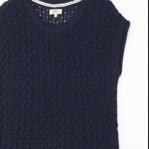 Papaya Womens Blue Round Neck  Acrylic Pullover Jumper Size L