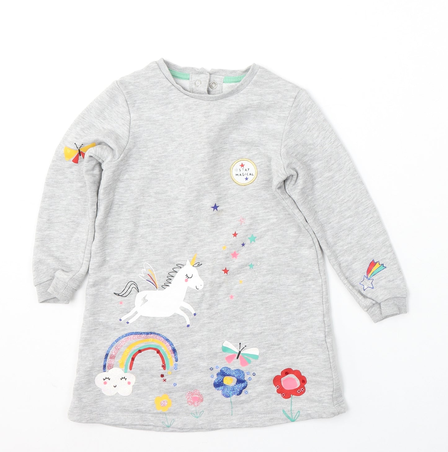 Marks and Spencer Girls Grey  Cotton Pullover Sweatshirt Size 2-3 Years