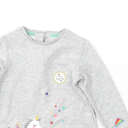 Marks and Spencer Girls Grey  Cotton Pullover Sweatshirt Size 2-3 Years