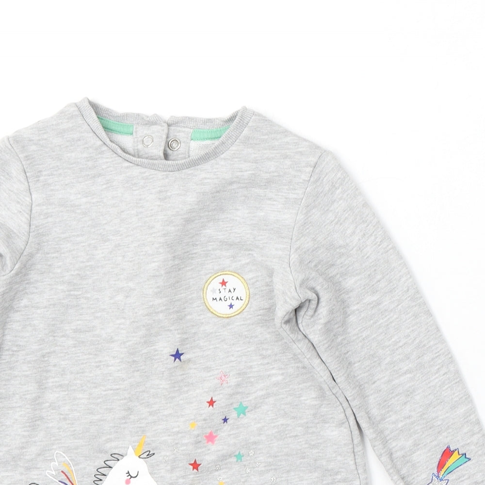 Marks and Spencer Girls Grey  Cotton Pullover Sweatshirt Size 2-3 Years