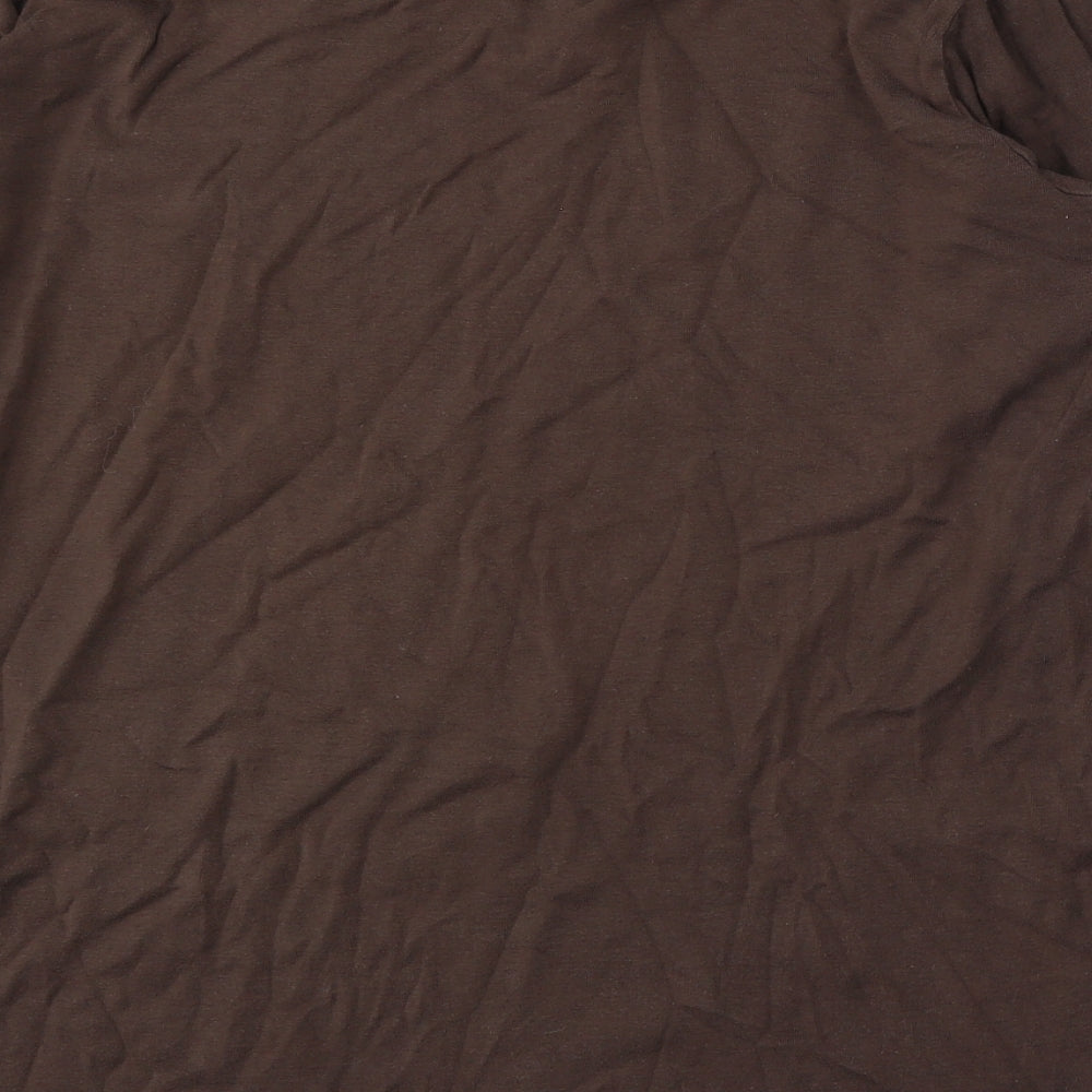 Casual Comfort  Womens Brown V-Neck  Cotton Pullover Jumper Size 20