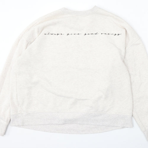 Preworn Womens Beige  Polyester Pullover Sweatshirt Size L   - Always give good energy