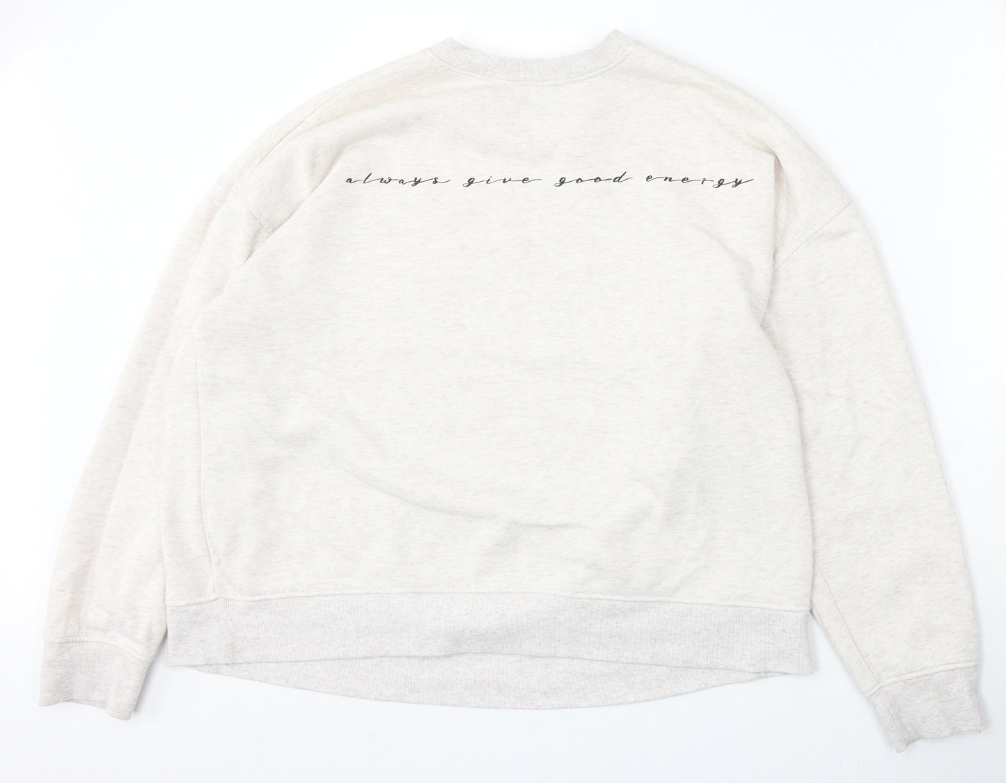 Preworn Womens Beige  Polyester Pullover Sweatshirt Size L   - Always give good energy