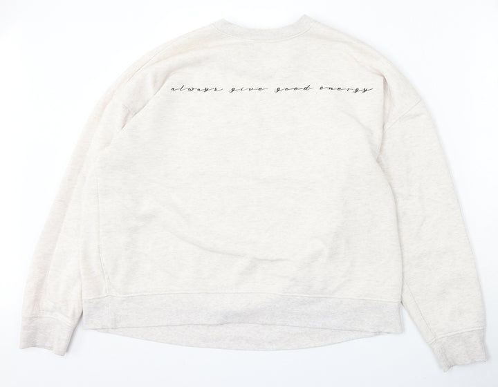 Preworn Womens Beige  Polyester Pullover Sweatshirt Size L   - Always give good energy