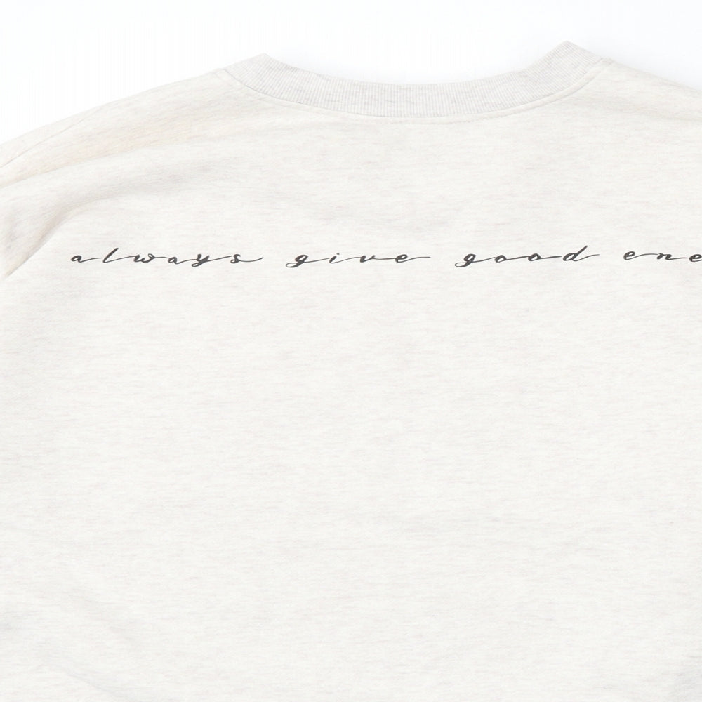 Preworn Womens Beige  Polyester Pullover Sweatshirt Size L   - Always give good energy