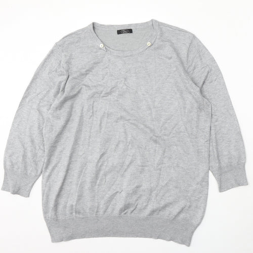 BM Womens Grey Round Neck  Viscose Pullover Jumper Size L