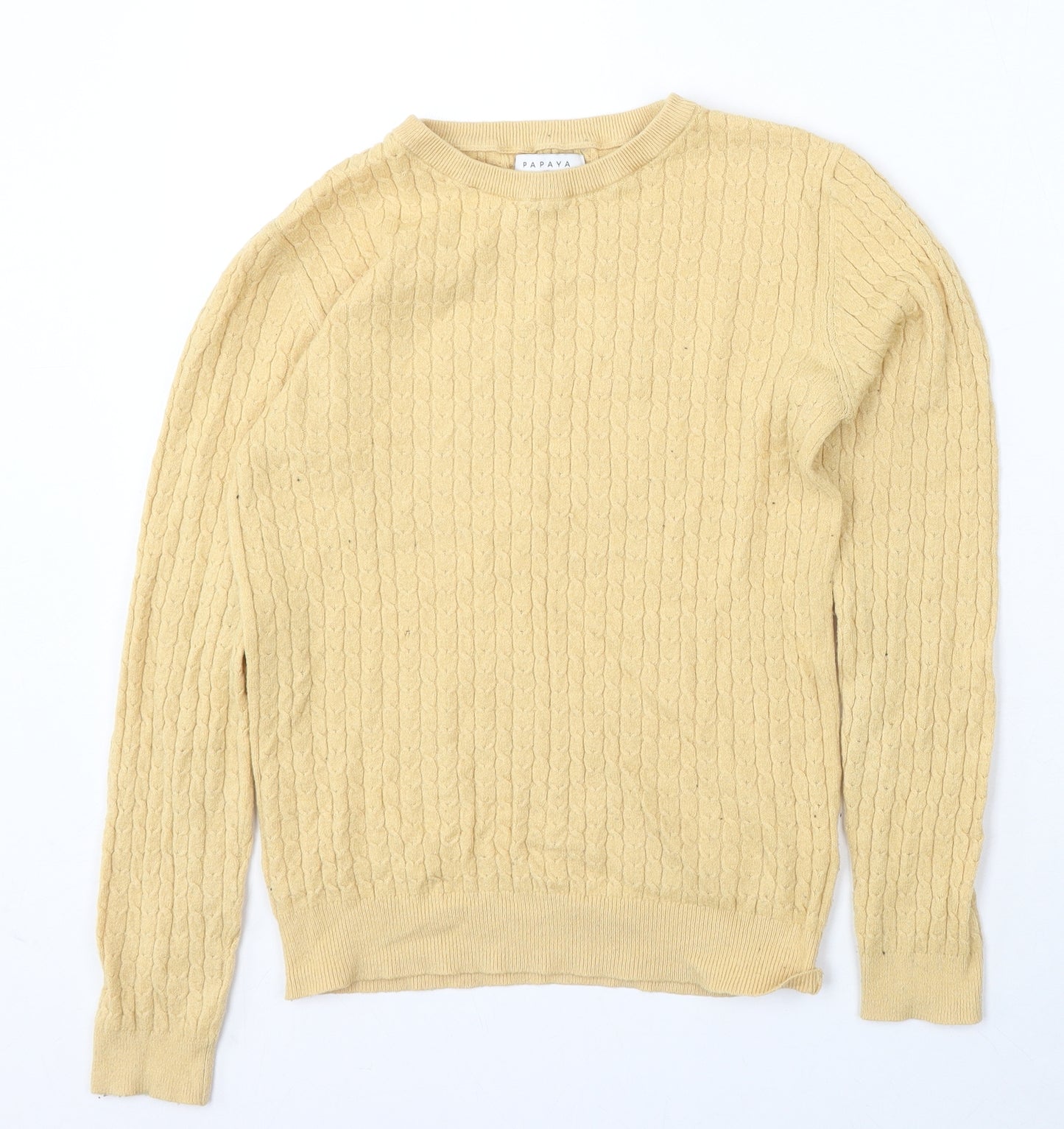 Papaya Womens Yellow Round Neck  Viscose Pullover Jumper Size 10