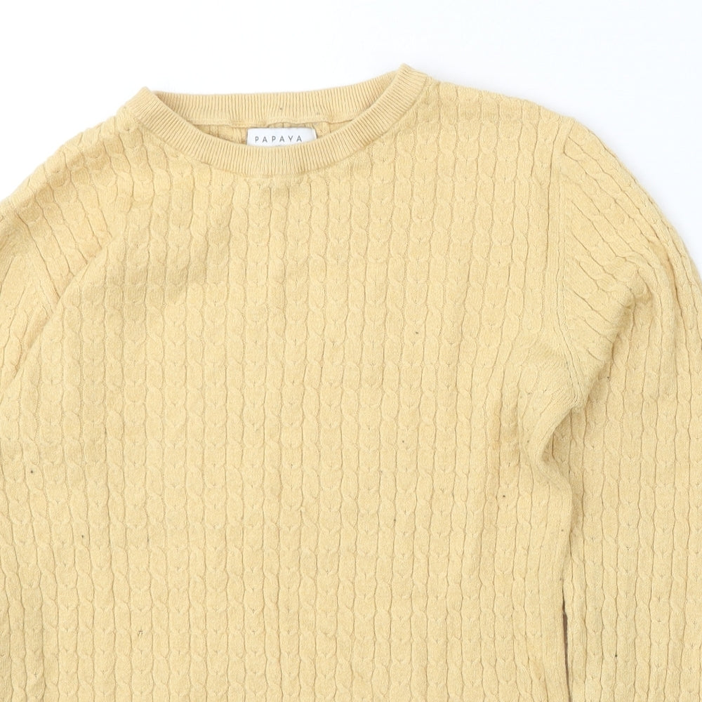 Papaya Womens Yellow Round Neck  Viscose Pullover Jumper Size 10
