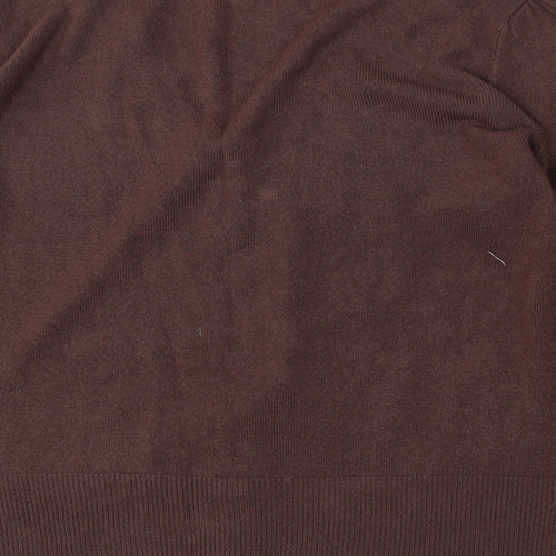 F&F Womens Brown V-Neck Paisley Acrylic Cardigan Jumper Size 20