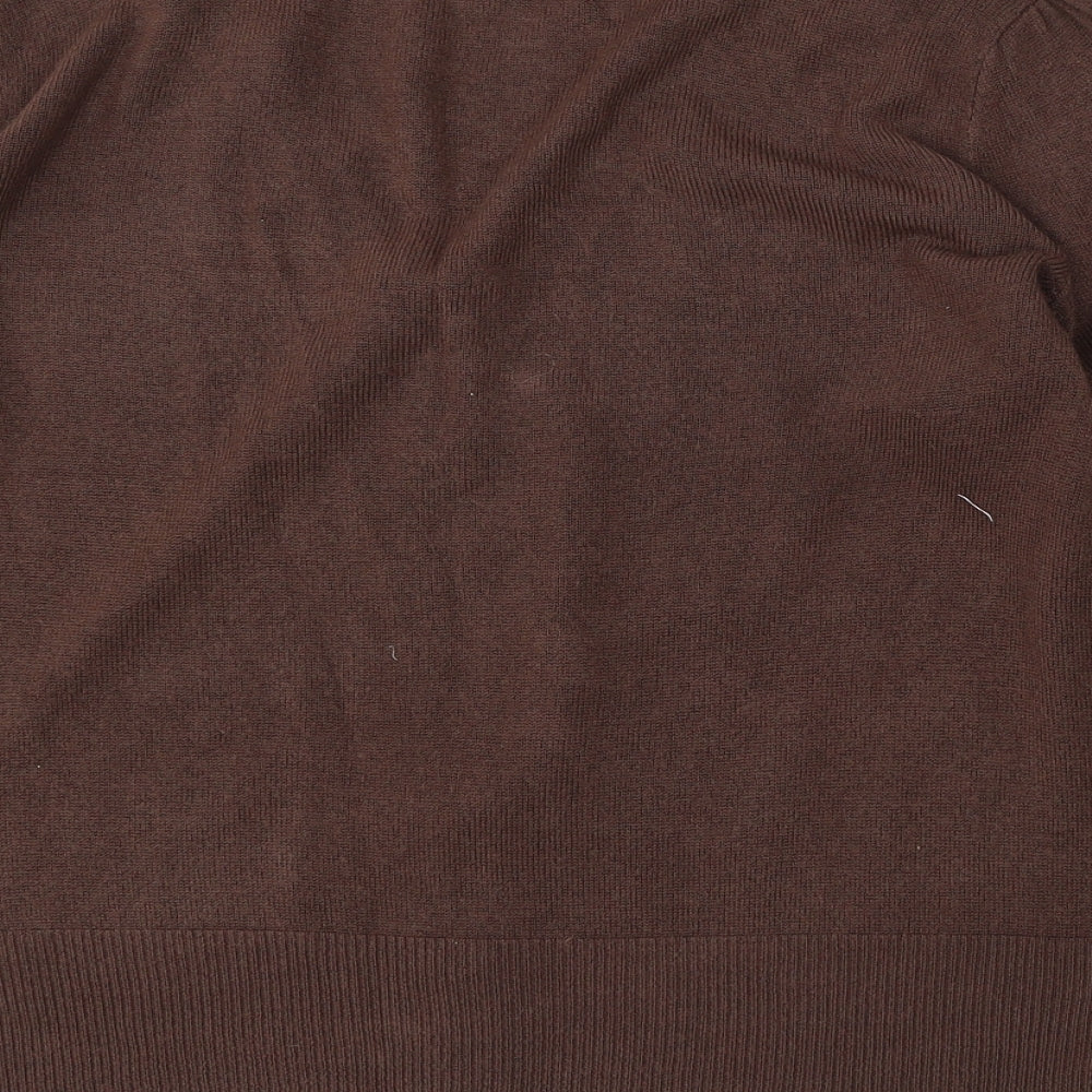 F&F Womens Brown V-Neck Paisley Acrylic Cardigan Jumper Size 20